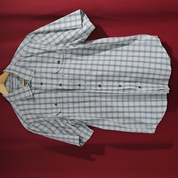 Mens Carhartt short sleeve button up Plaid polo shirt size XL relaxed Fit - Picture 1 of 6